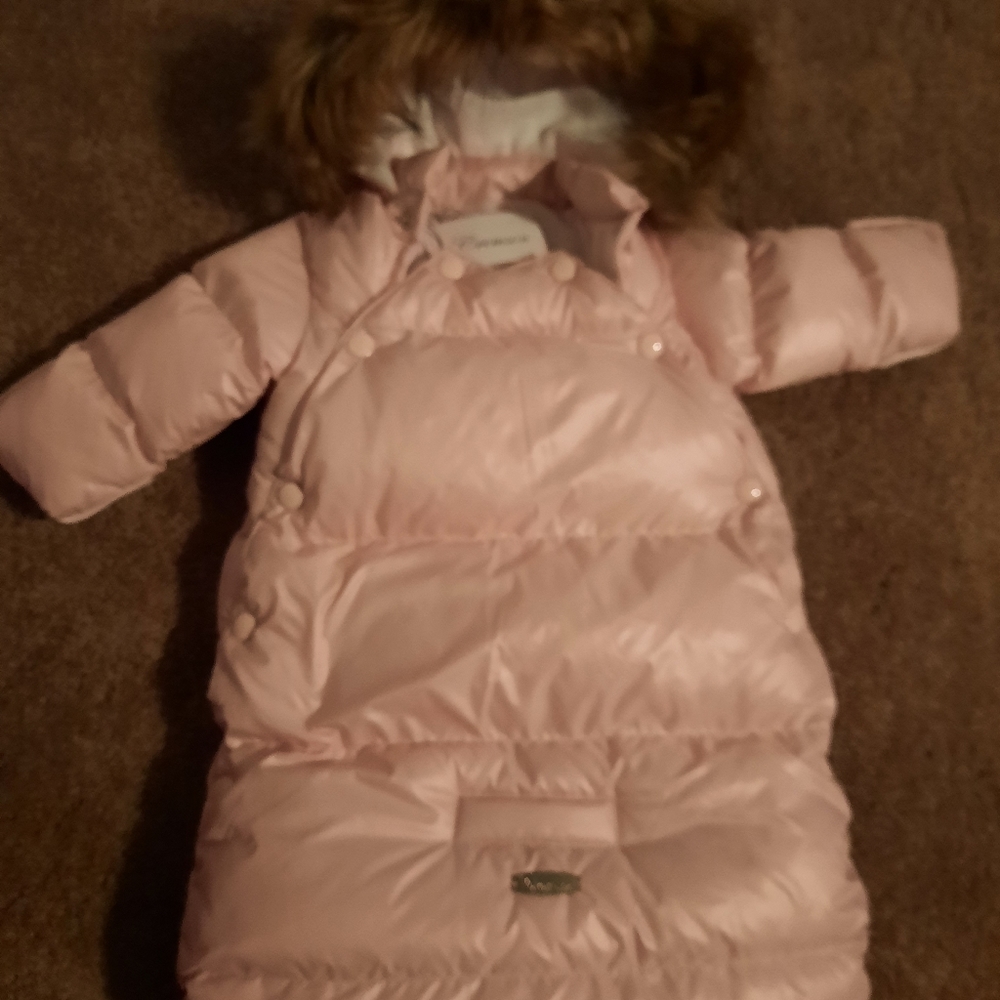 Pink winter pram suit